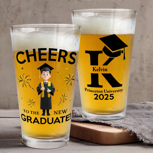 New Version Cheers To The New Graduate - Personalized Beer Glass