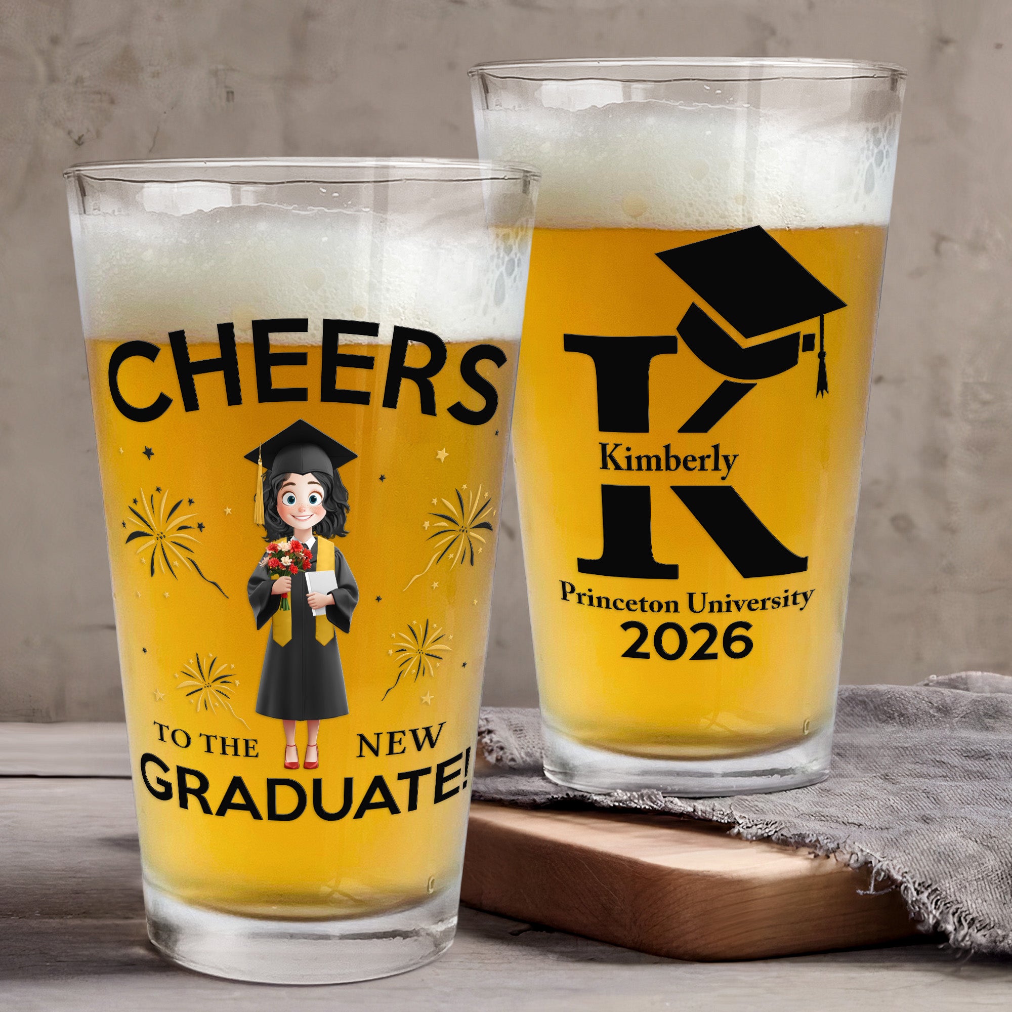 New Version Cheers To The New Graduate - Personalized Beer Glass