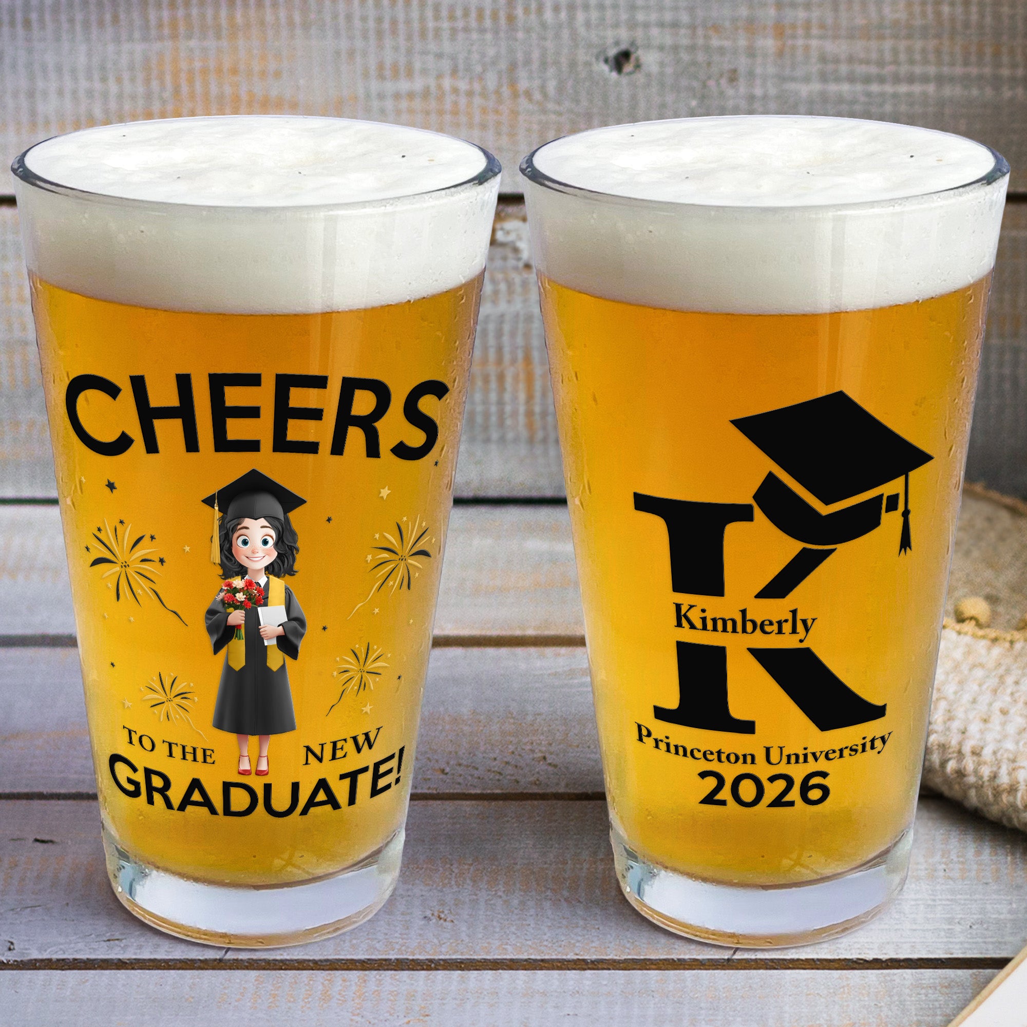 New Version Cheers To The New Graduate - Personalized Beer Glass