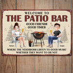 New Version Couple Backyard Bar Welcome To The Patio Bar - Personalized Metal Sign