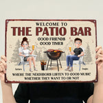 New Version Couple Backyard Bar Welcome To The Patio Bar - Personalized Metal Sign