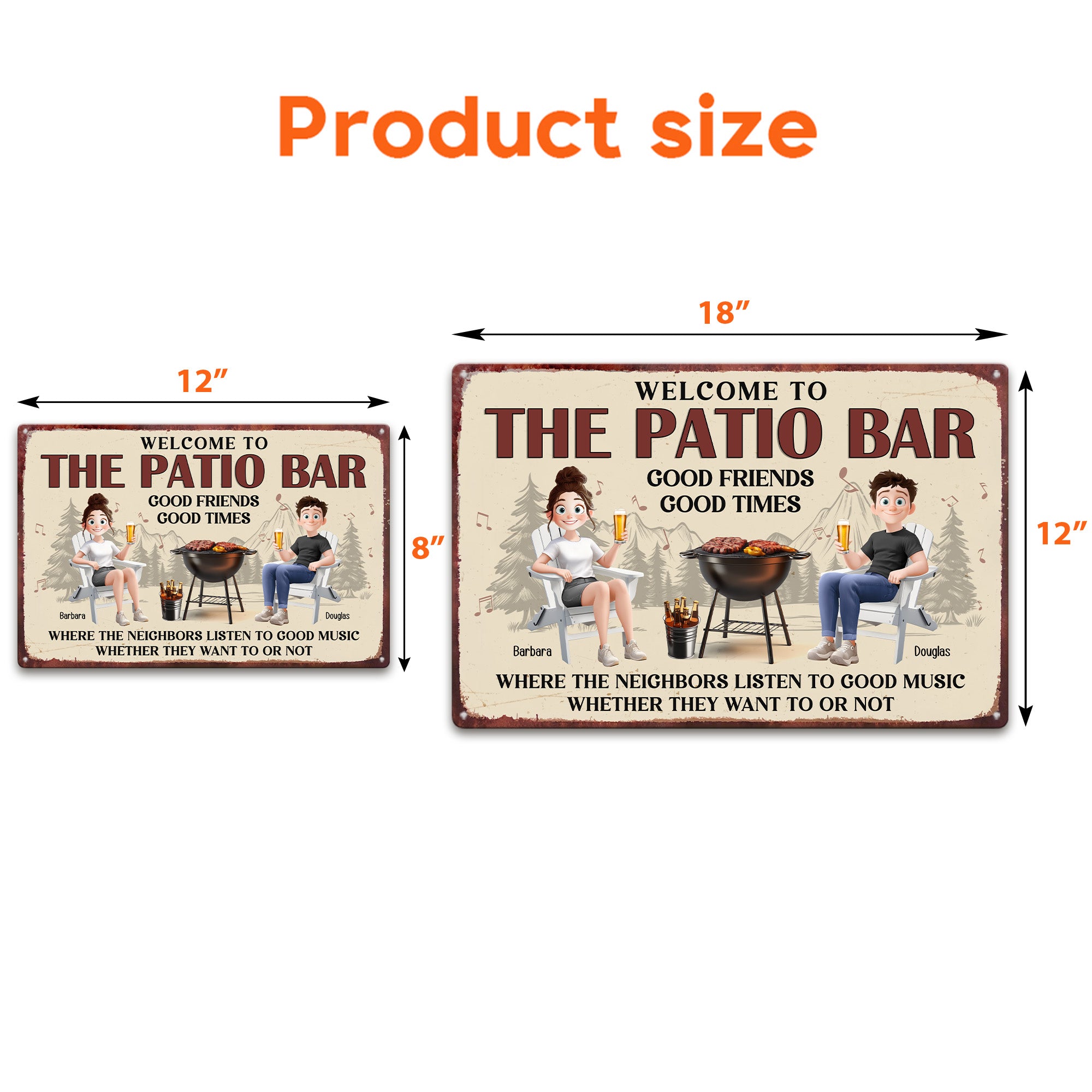 New Version Couple Backyard Bar Welcome To The Patio Bar - Personalized Metal Sign