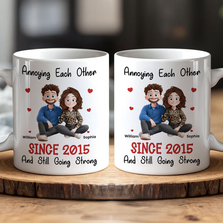 Personalized Couple Fleece Throw Blanket/Quilt - Gift Idea For Couple/Anniversary - Annoying Each Other For 10 Years And Still Going Strong