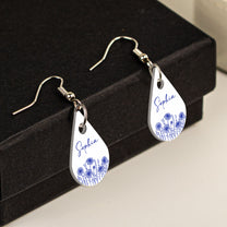 New Version Custom Birth Flower And Name - Personalized Acrylic Earrings
