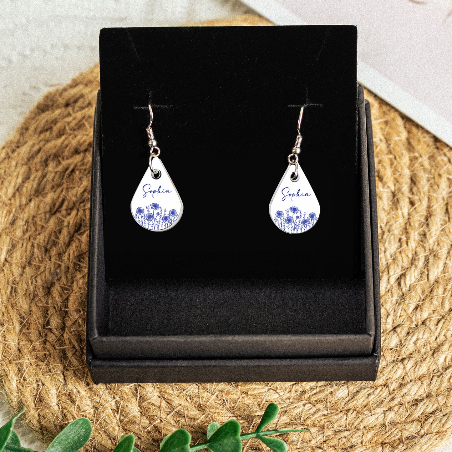 New Version Custom Birth Flower And Name - Personalized Acrylic Earrings