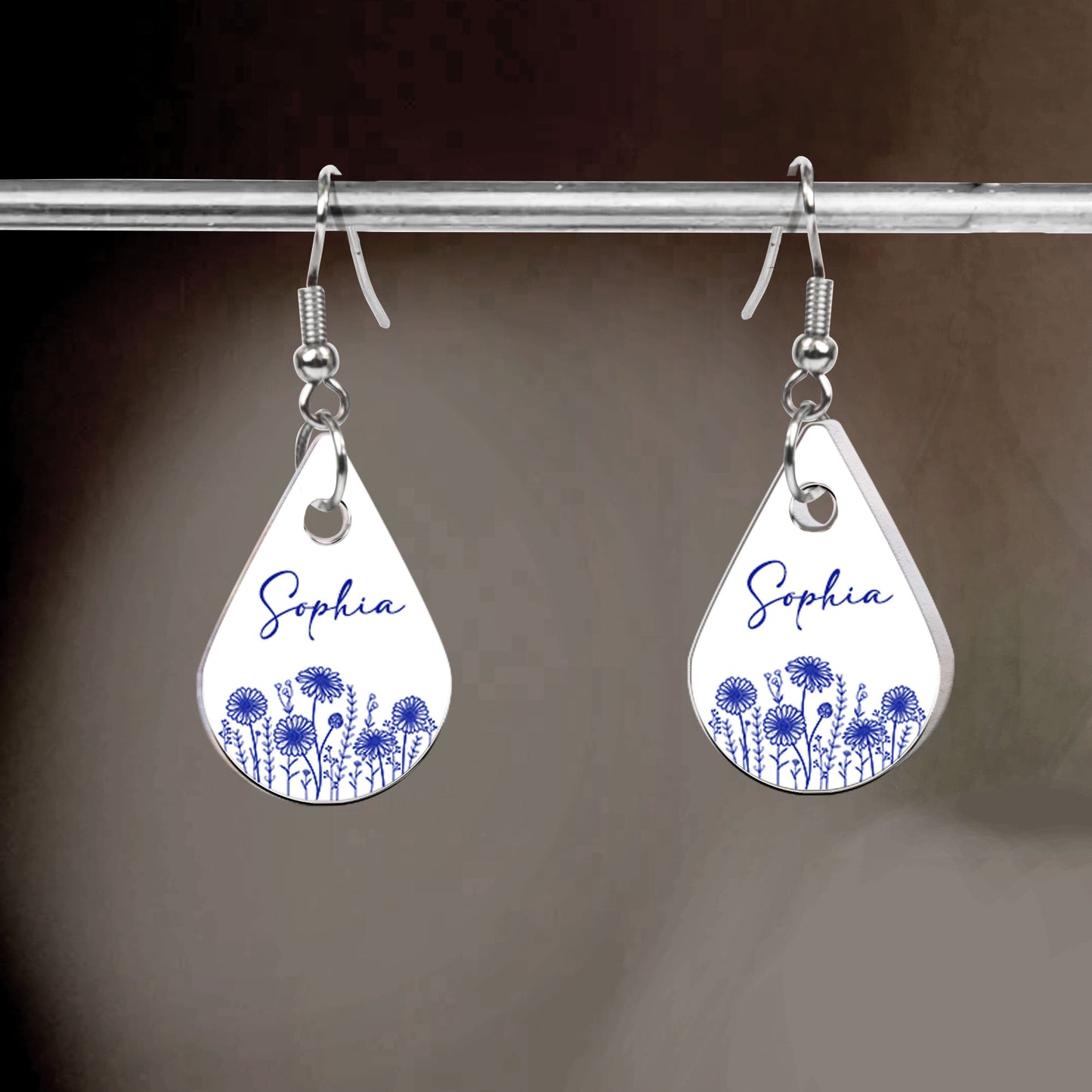 New Version Custom Birth Flower And Name - Personalized Acrylic Earrings