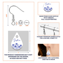 New Version Custom Birth Flower And Name - Personalized Acrylic Earrings