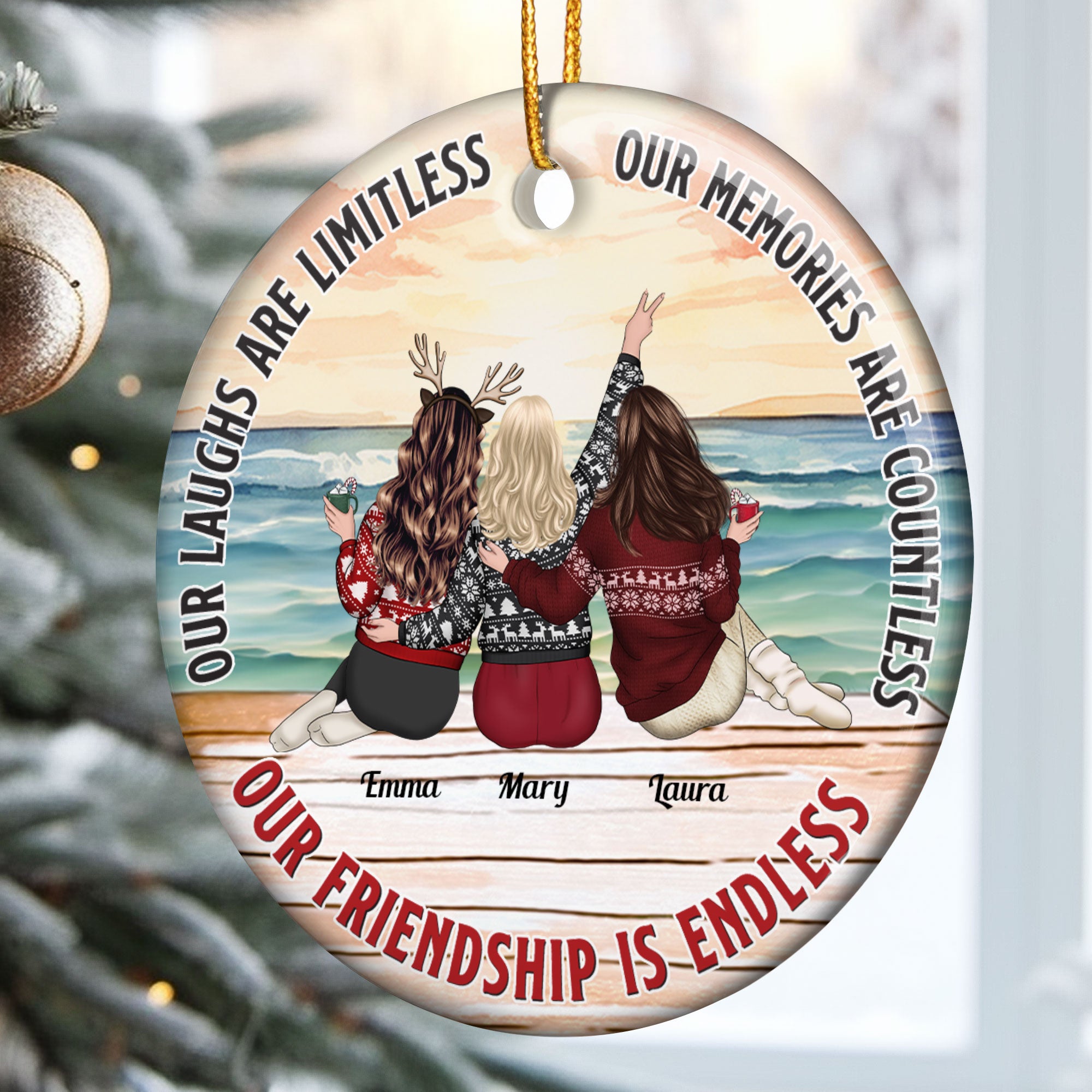 New Version Friend Ornament Our Friendship Is Endless - Personalized Ceramic Ornament