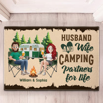 New Version Husband And Wife Camping Partners For Life - Personalized Doormat