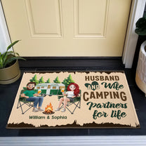 New Version Husband And Wife Camping Partners For Life - Personalized Doormat