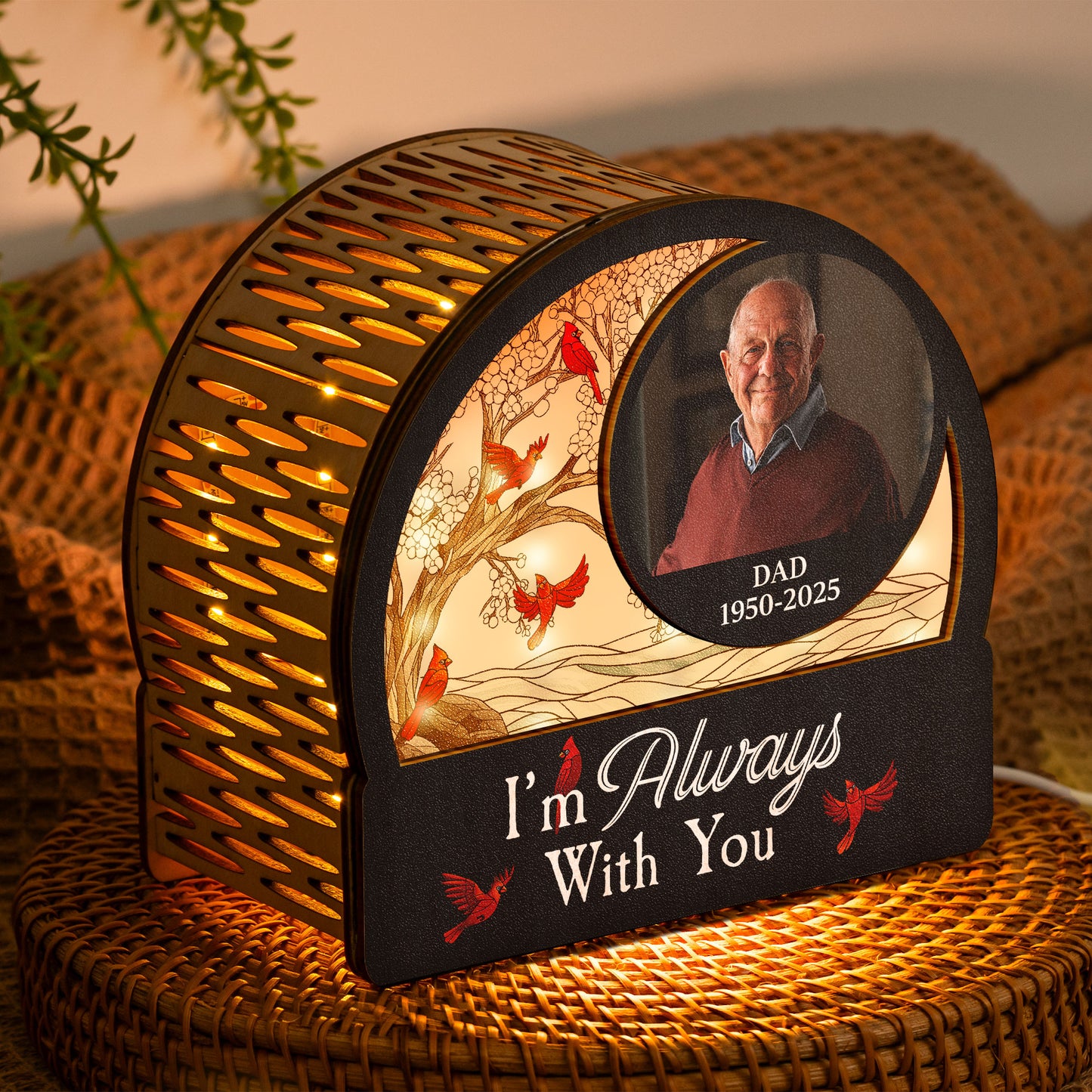 New Version I'm Always With You Memorial Light - Personalized Photo Lantern Night Light