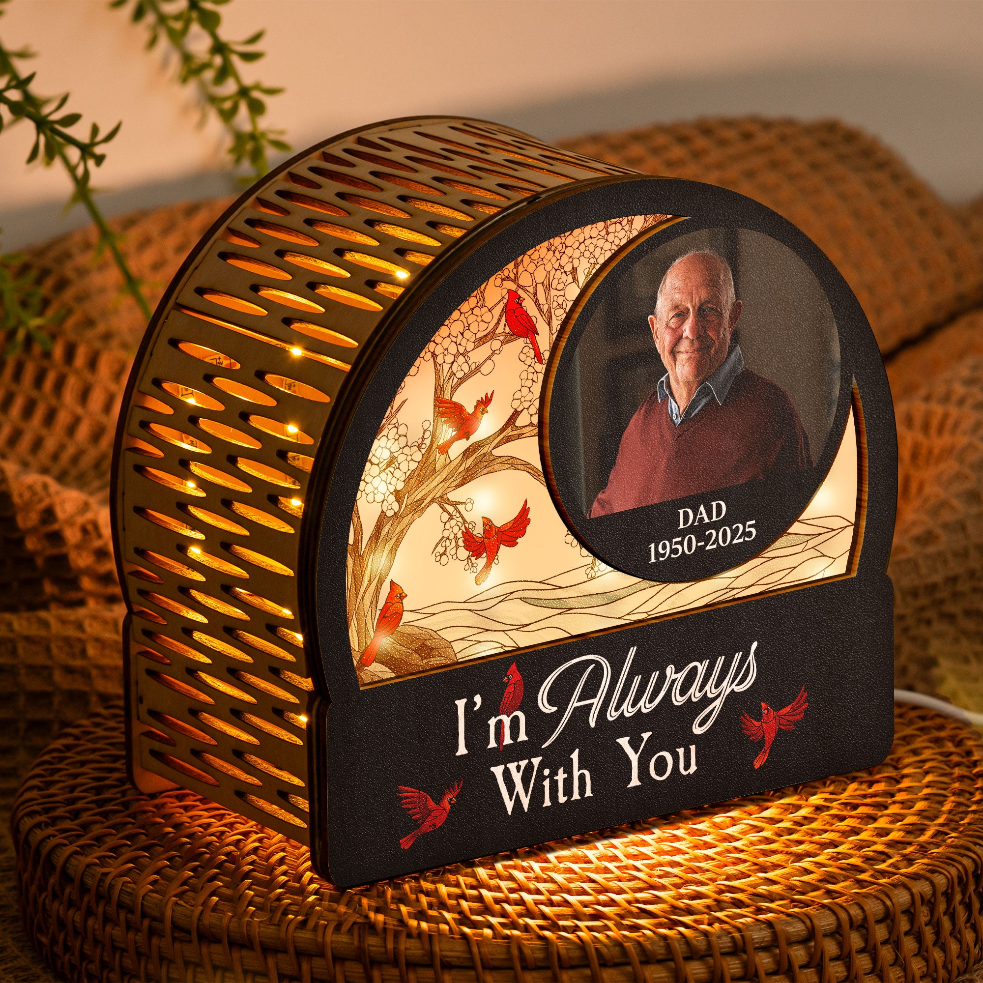 New Version I'm Always With You Memorial Light - Personalized Photo Lantern Night Light