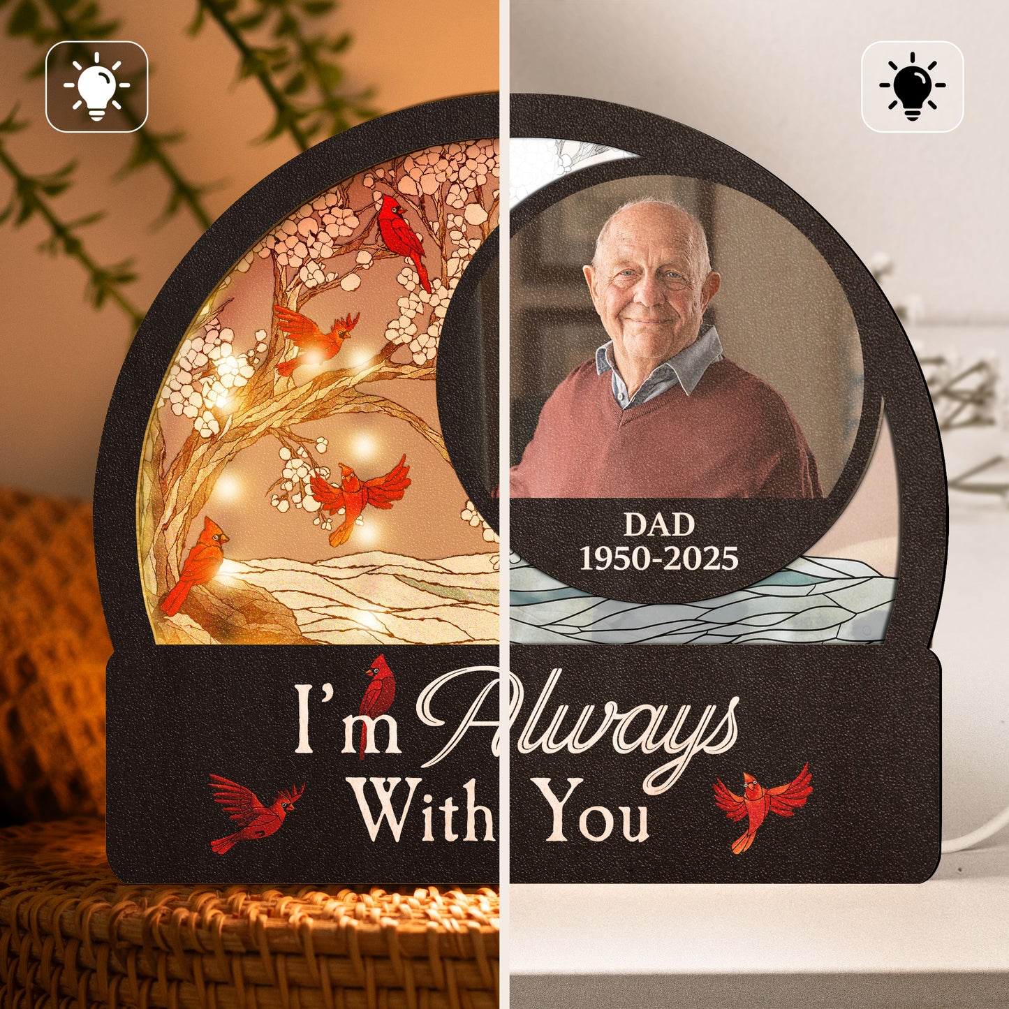 New Version I'm Always With You Memorial Light - Personalized Photo Lantern Night Light