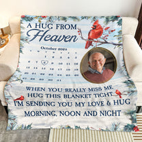 New Version Memorial Gift A Hug From Heaven - Personalized Photo Blanket