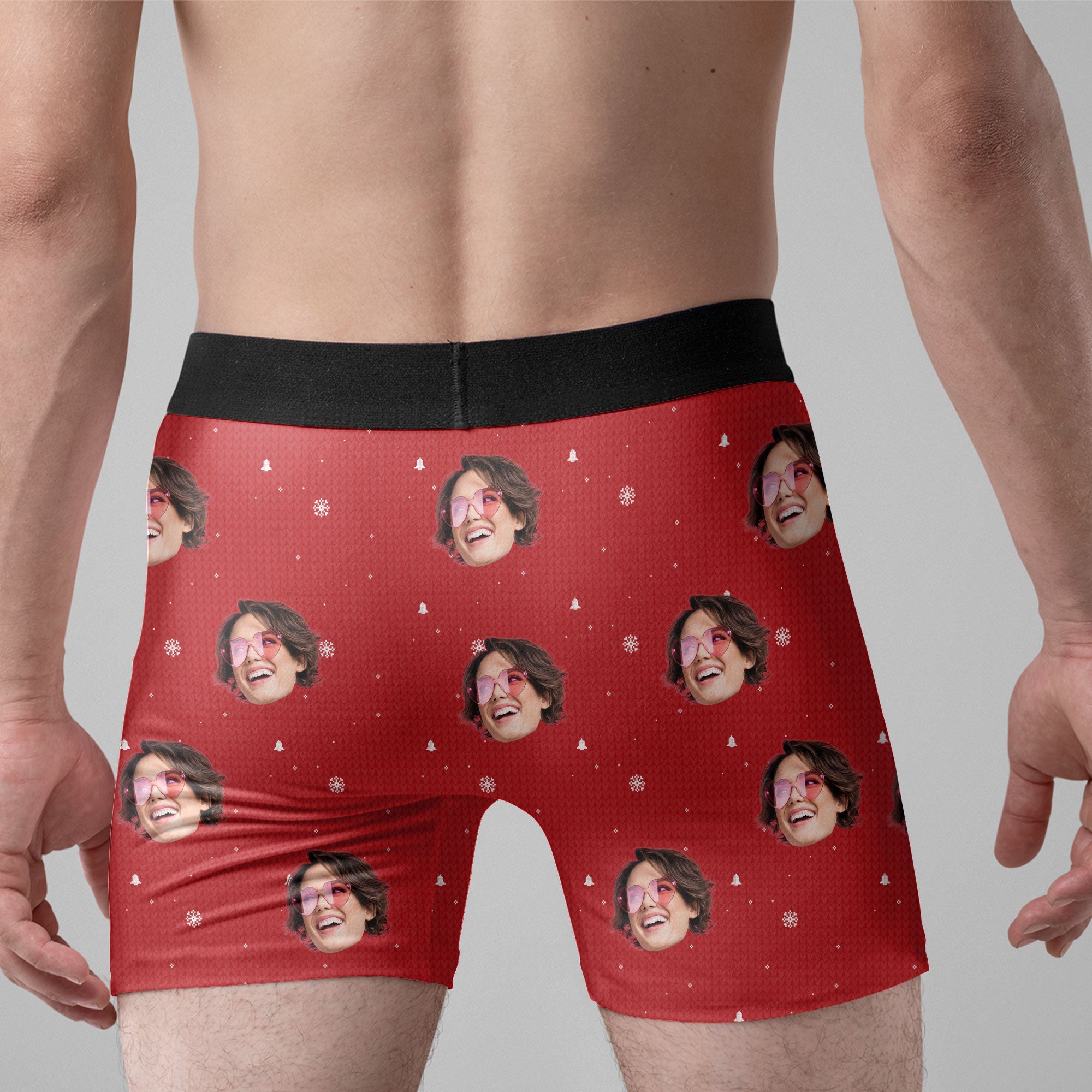 New Version Only Wife Can Jingle My Bells - Personalized Photo Men's Boxer Briefs - Christmas Gift For Husband