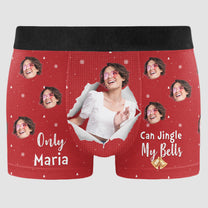 New Version Only Wife Can Jingle My Bells - Personalized Photo Men's Boxer Briefs