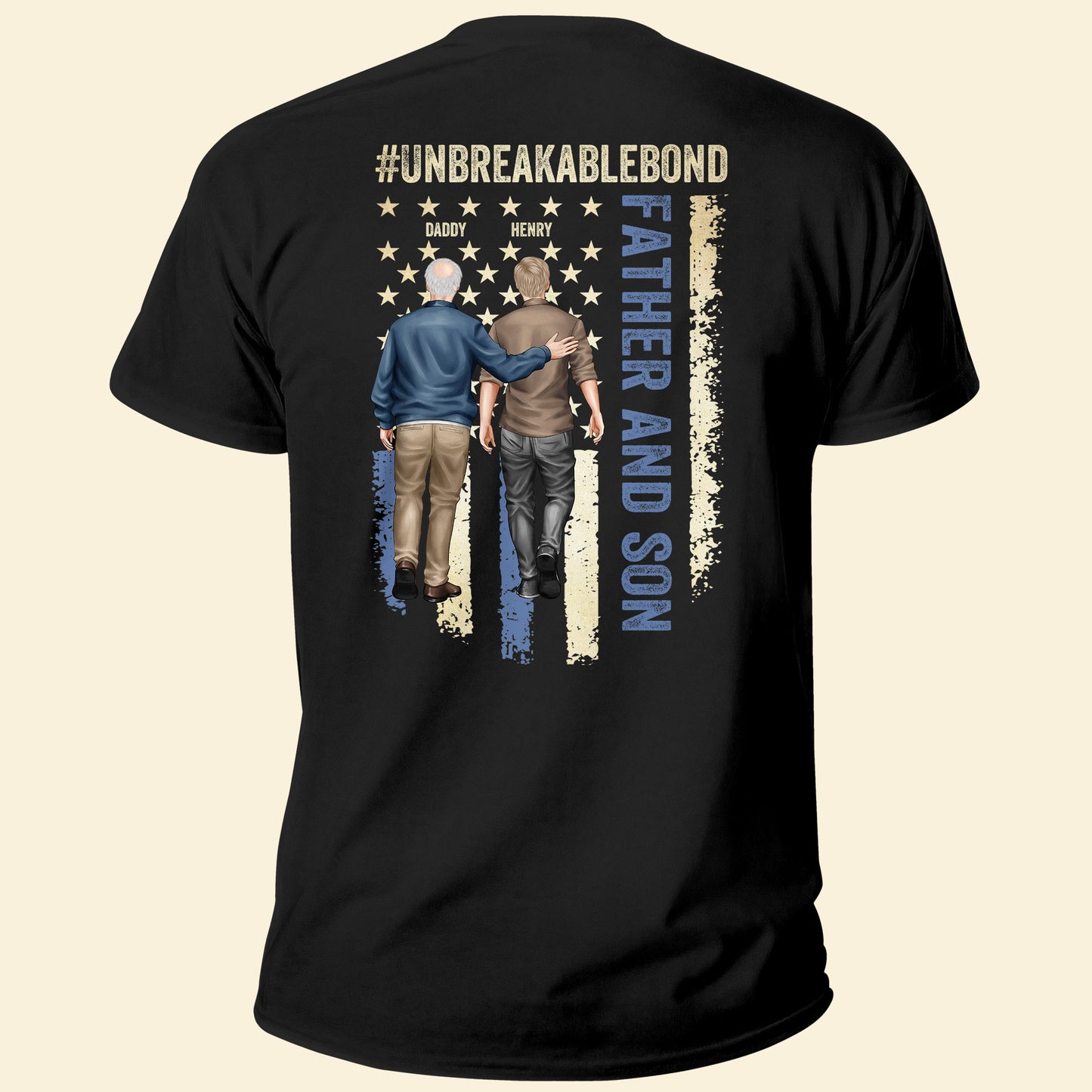 New Version Unbreakable Bond - Father & Son - Personalized Back Printed Shirt