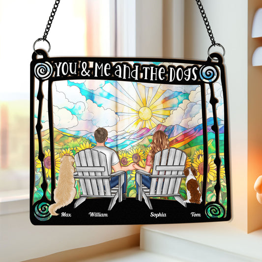 New Version You, Me & The Dogs - Personalized Window Hanging Suncatcher Ornament