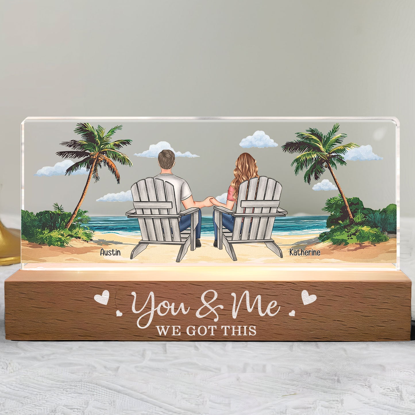 New Version You & Me We Got This Beach Scene - Personalized LED Night Light