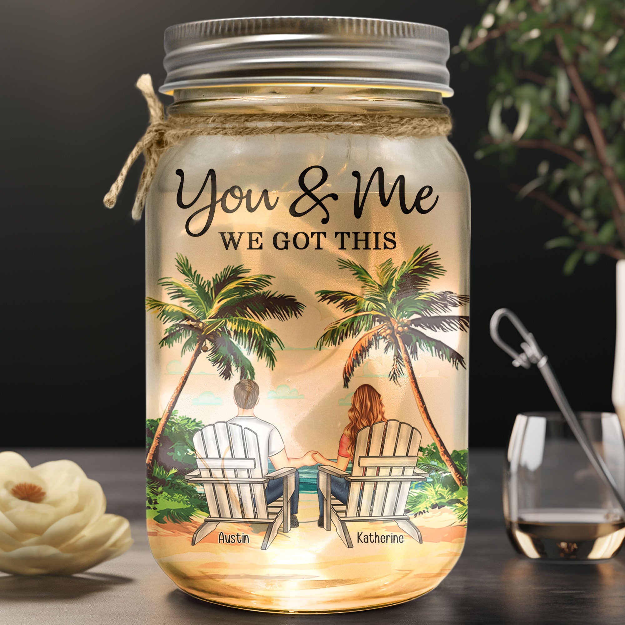 New Version You & Me We Got This Couple Gifts - Personalized Mason Jar Light