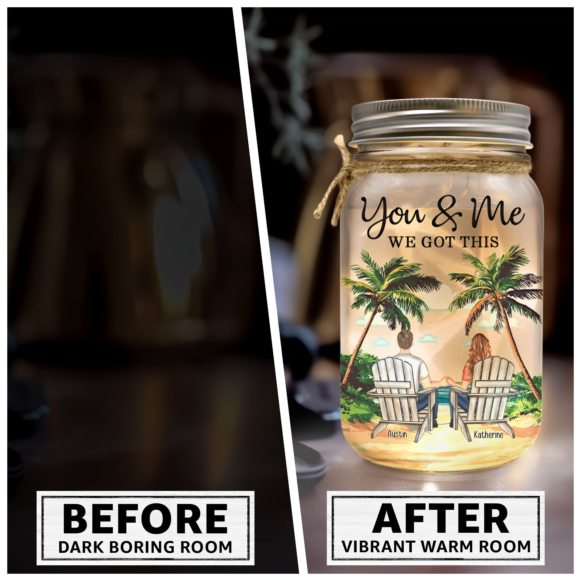 New Version You & Me We Got This Couple Gifts - Personalized Mason Jar Light