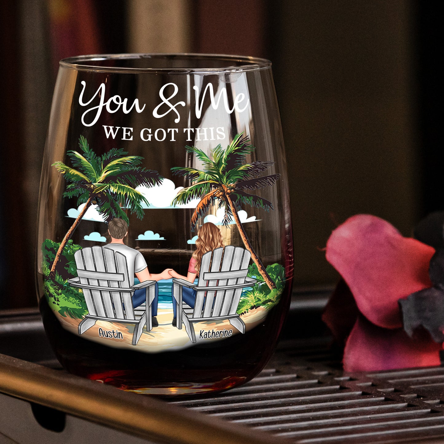 New Version You & Me We Got This Couple Gifts Wine Together - Personalized Stemless Wine Glass