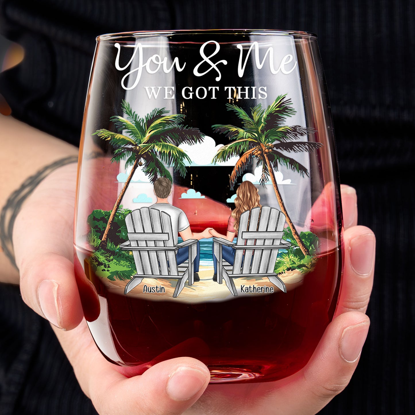 New Version You & Me We Got This Couple Gifts Wine Together - Personalized Stemless Wine Glass