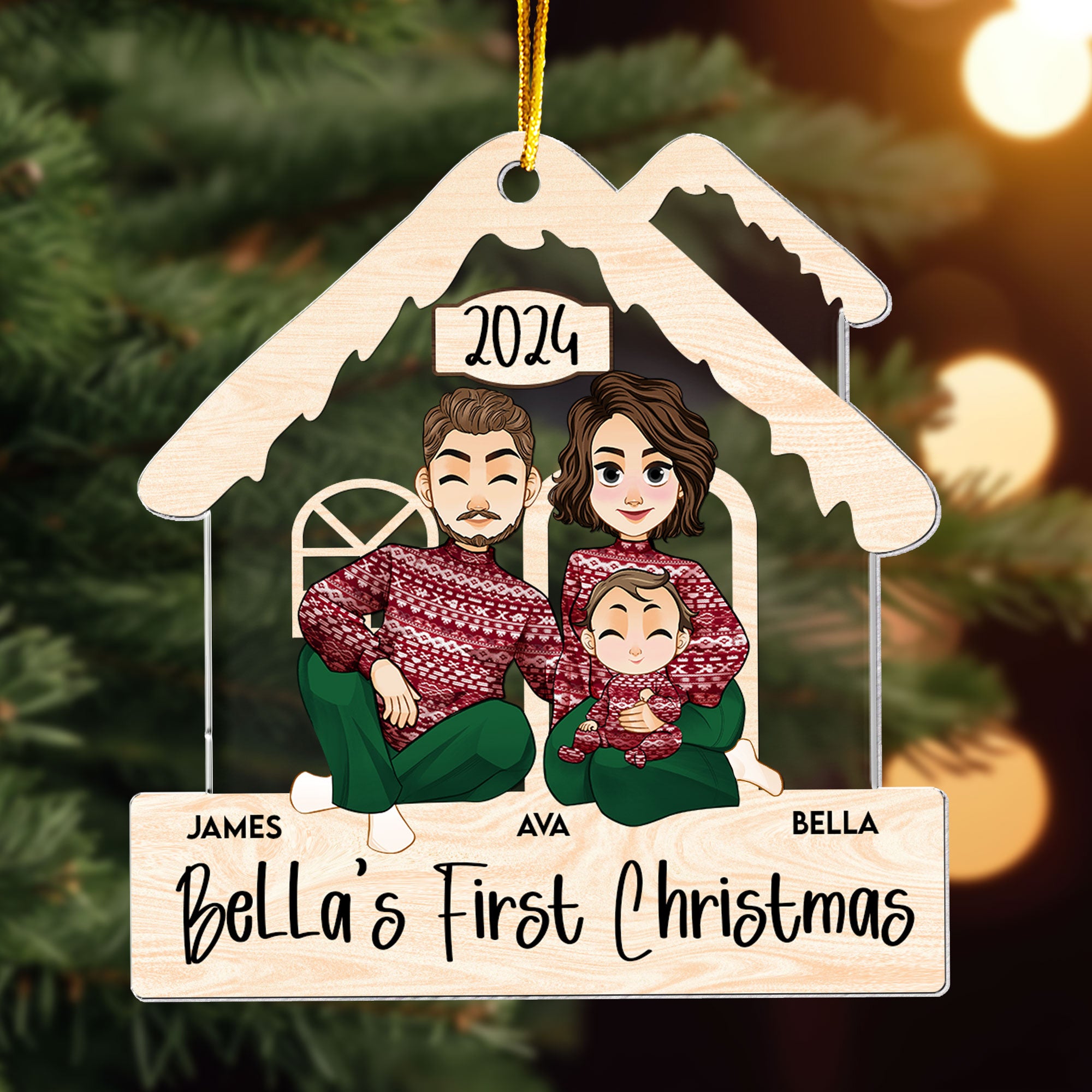 Newborn's First Christmas With Family - Personalized Acrylic Ornament