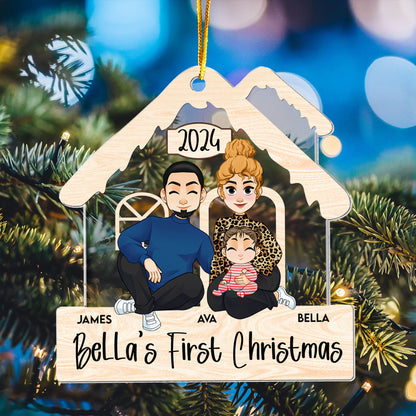 Newborn's First Christmas With Family - Personalized Acrylic Ornament