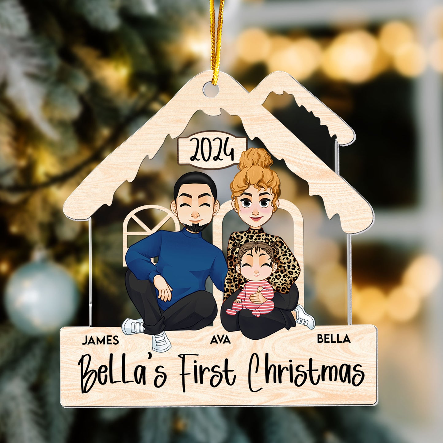 Newborn's First Christmas With Family - Personalized Acrylic Ornament