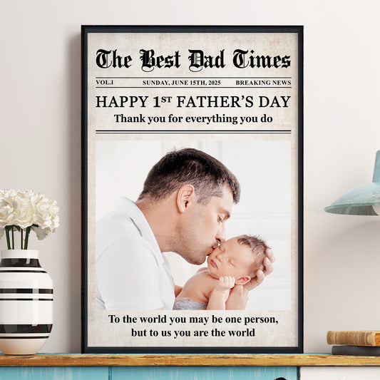 Newspaper Happy First Father's Day - Personalized Photo Poster