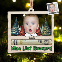 Nice List Reward Money Holder - Personalized Wooden Photo Ornament