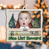 Nice List Reward Money Holder - Personalized Wooden Photo Ornament