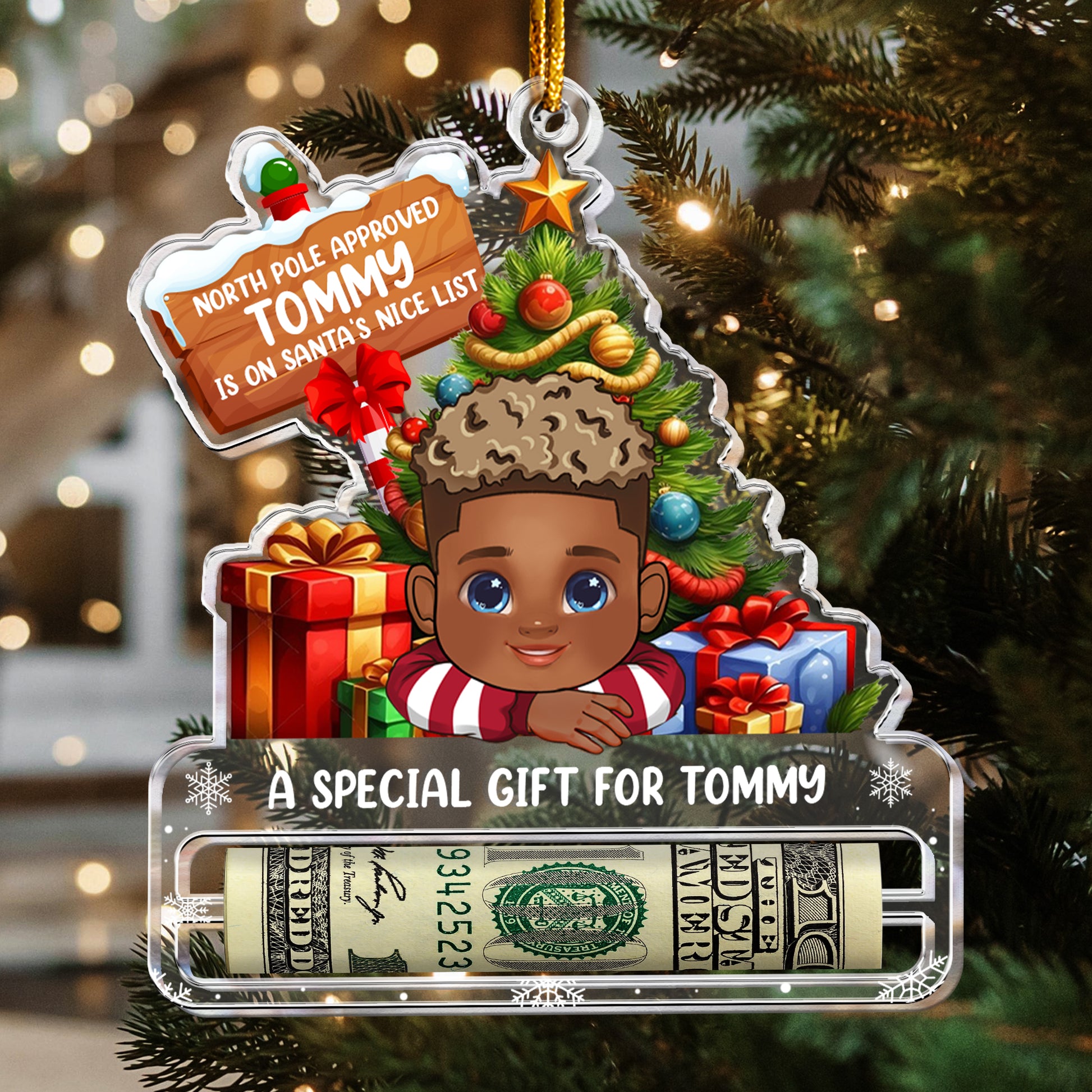 money holder christmas tree ornaments Nice List Santa Christmas Money Holder For Kids, Grandkids
