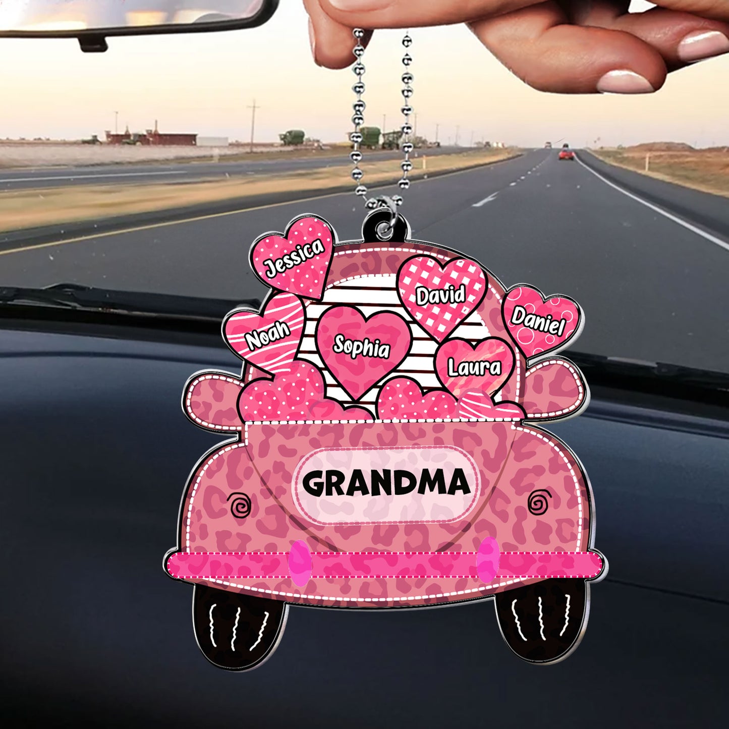 Nickname Grandma Truck Loading Heart - Personalized Car Ornament