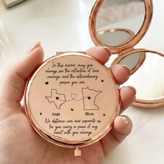 No Distance Can Ever Separate Us Mirror Reminder Long Distance Relationship - Personalized Compact Mirror