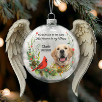 No Longer By My Side Forever In My Heart - Personalized Memorial Glass Photo Ornament