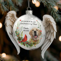 No Longer By My Side Forever In My Heart - Personalized Memorial Glass Photo Ornament