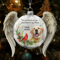 No Longer By My Side Forever In My Heart - Personalized Memorial Glass Photo Ornament