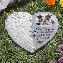 No Longer By Our Side Forever In Our Hearts - Personalized Photo Memorial Garden Stone