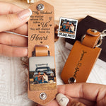 No Matter Where Life Takes Us - Personalized Leather Photo Keychain