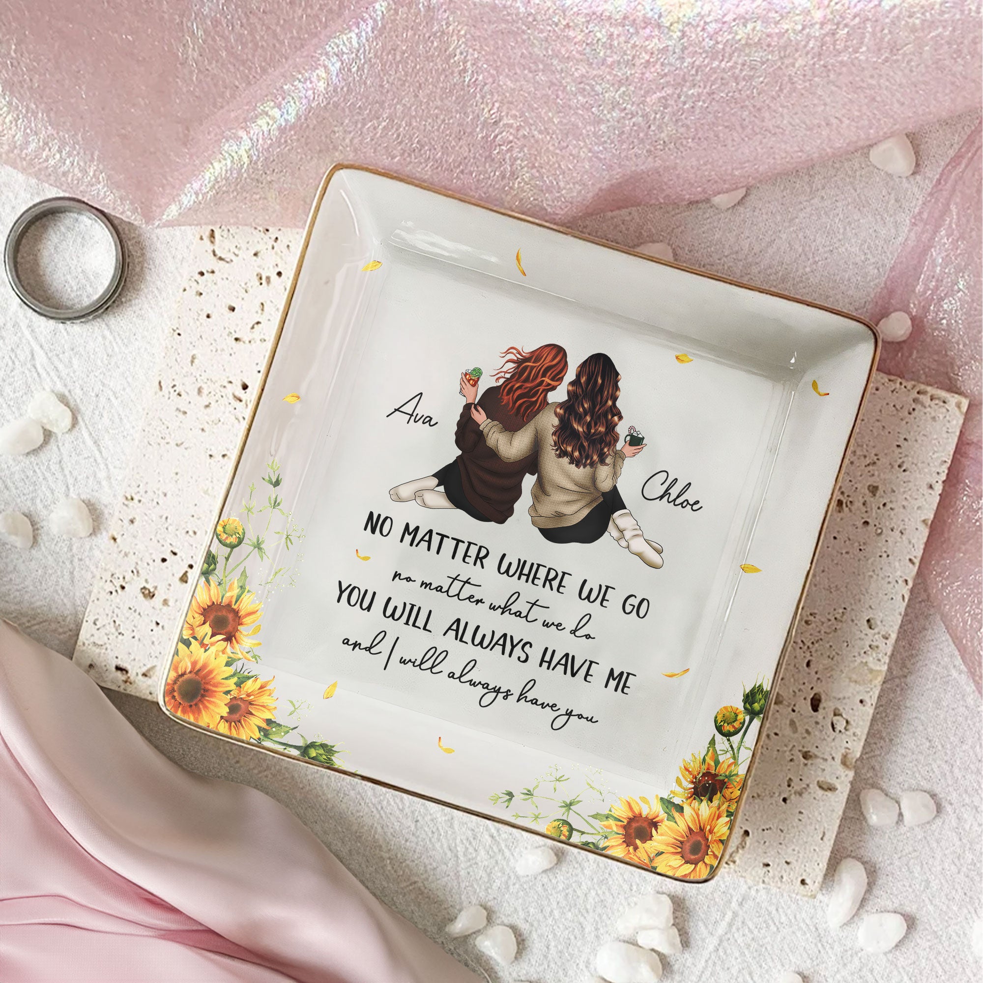 No Matter Where We Go & What We Do Friendship Gift - Personalized Jewelry Dish