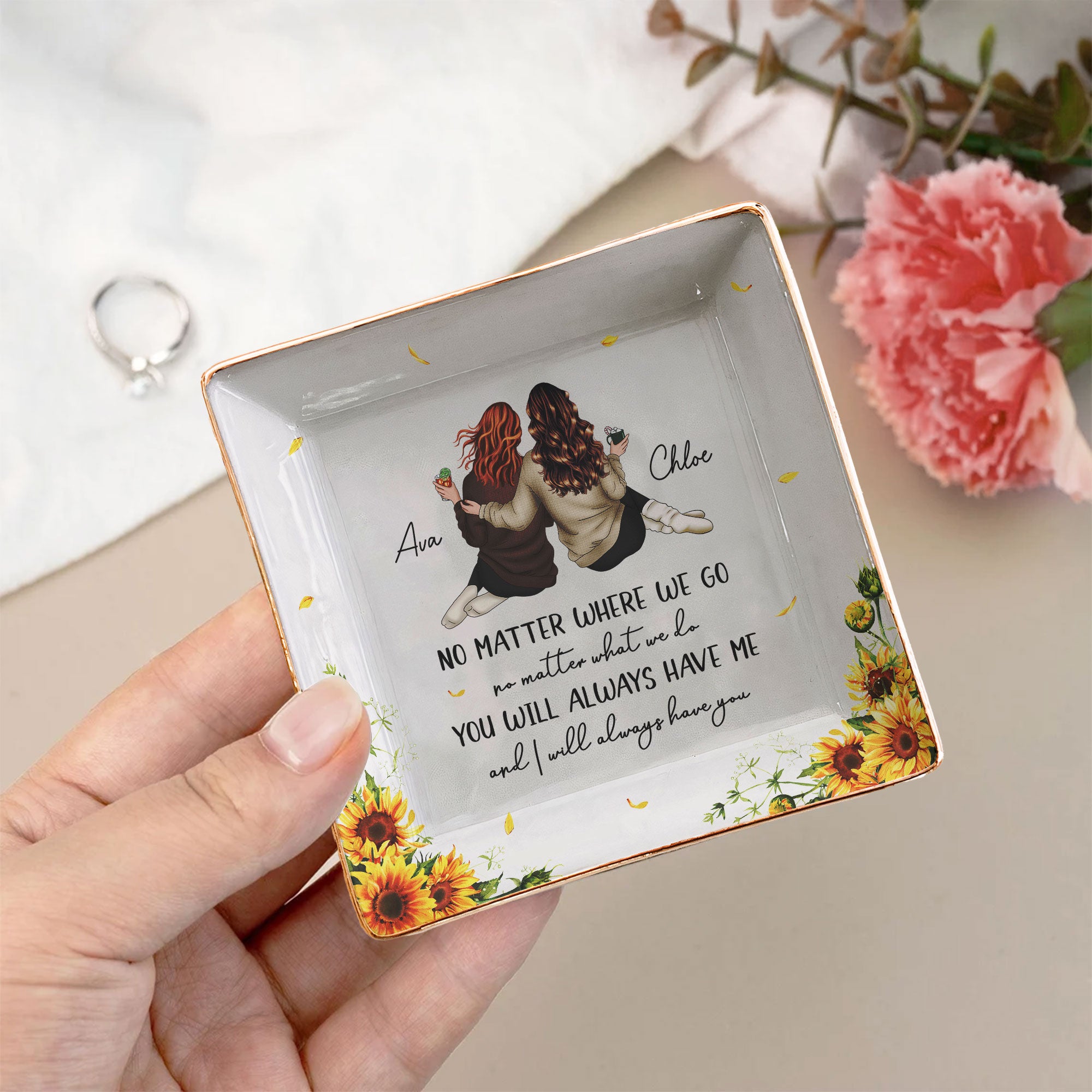 No Matter Where We Go & What We Do Friendship Gift - Personalized Jewelry Dish