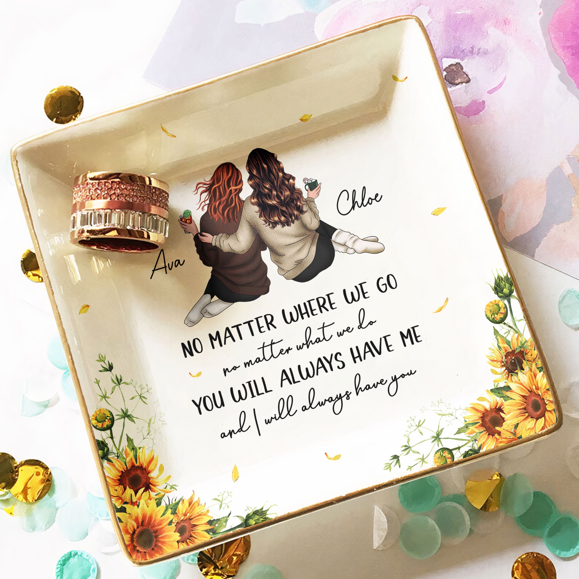No Matter Where We Go & What We Do Friendship Gift - Personalized Jewelry Dish