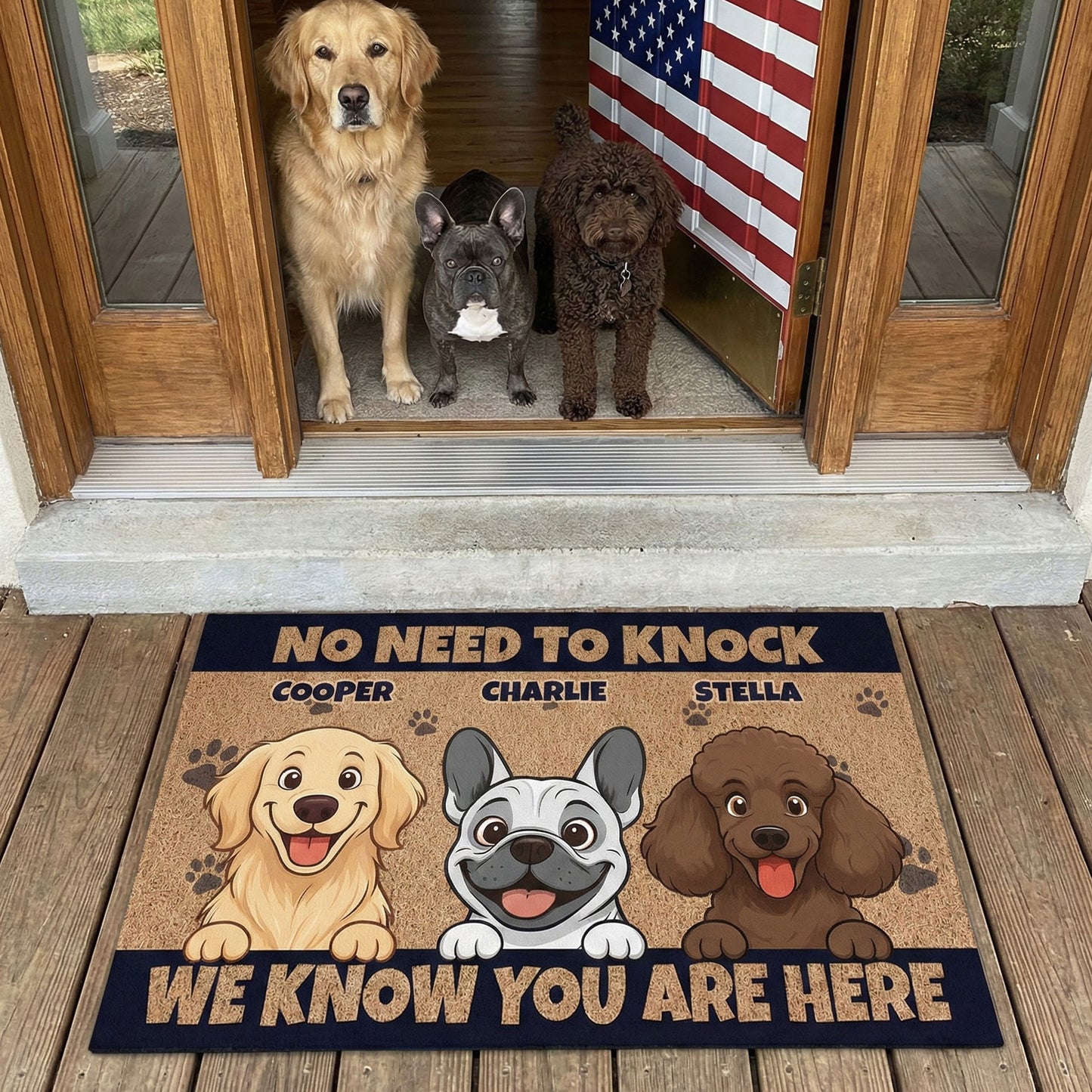 No Need To Knock We Know You Are Here - Dog New Version - Personalized Doormat