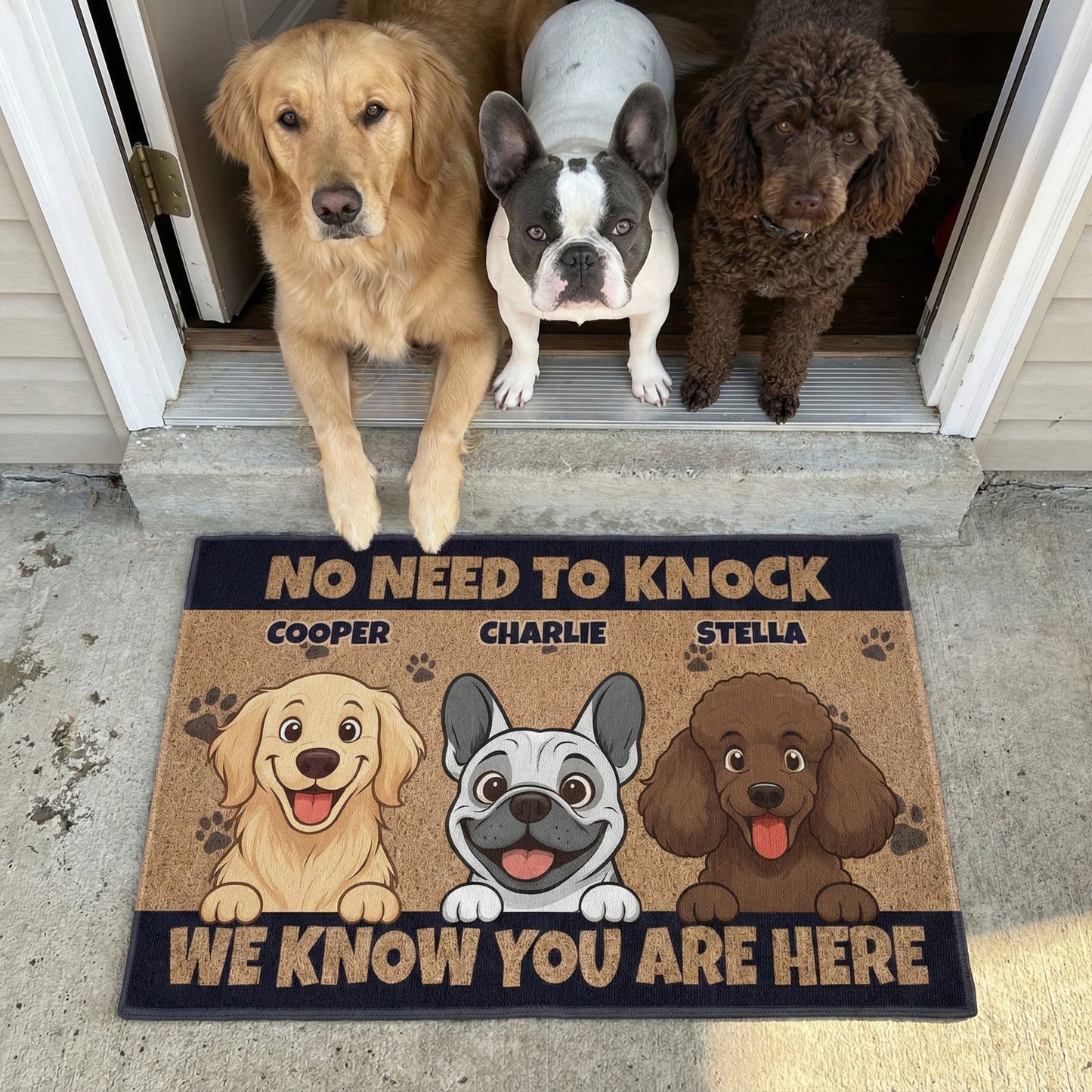 No Need To Knock We Know You Are Here - Dog New Version - Personalized Doormat