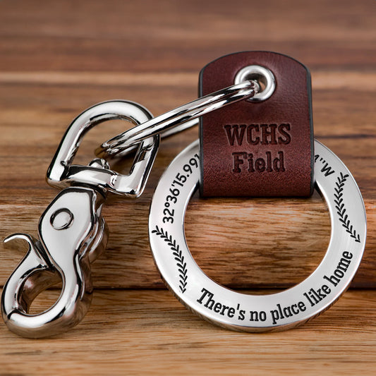 No Place Like Home Baseball or Softball Team Player - Personalized Coordinates Keychain