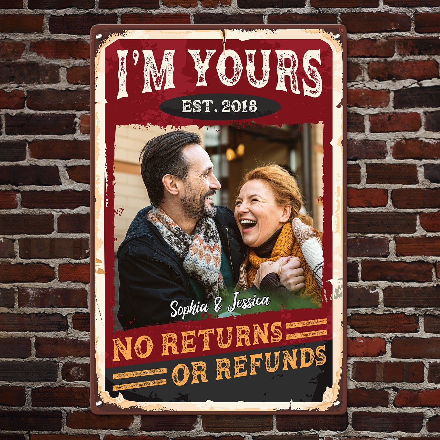 No Returns Or Refunds - Personalized Metal Photo Sign
