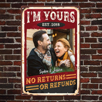 No Returns Or Refunds - Personalized Metal Photo Sign