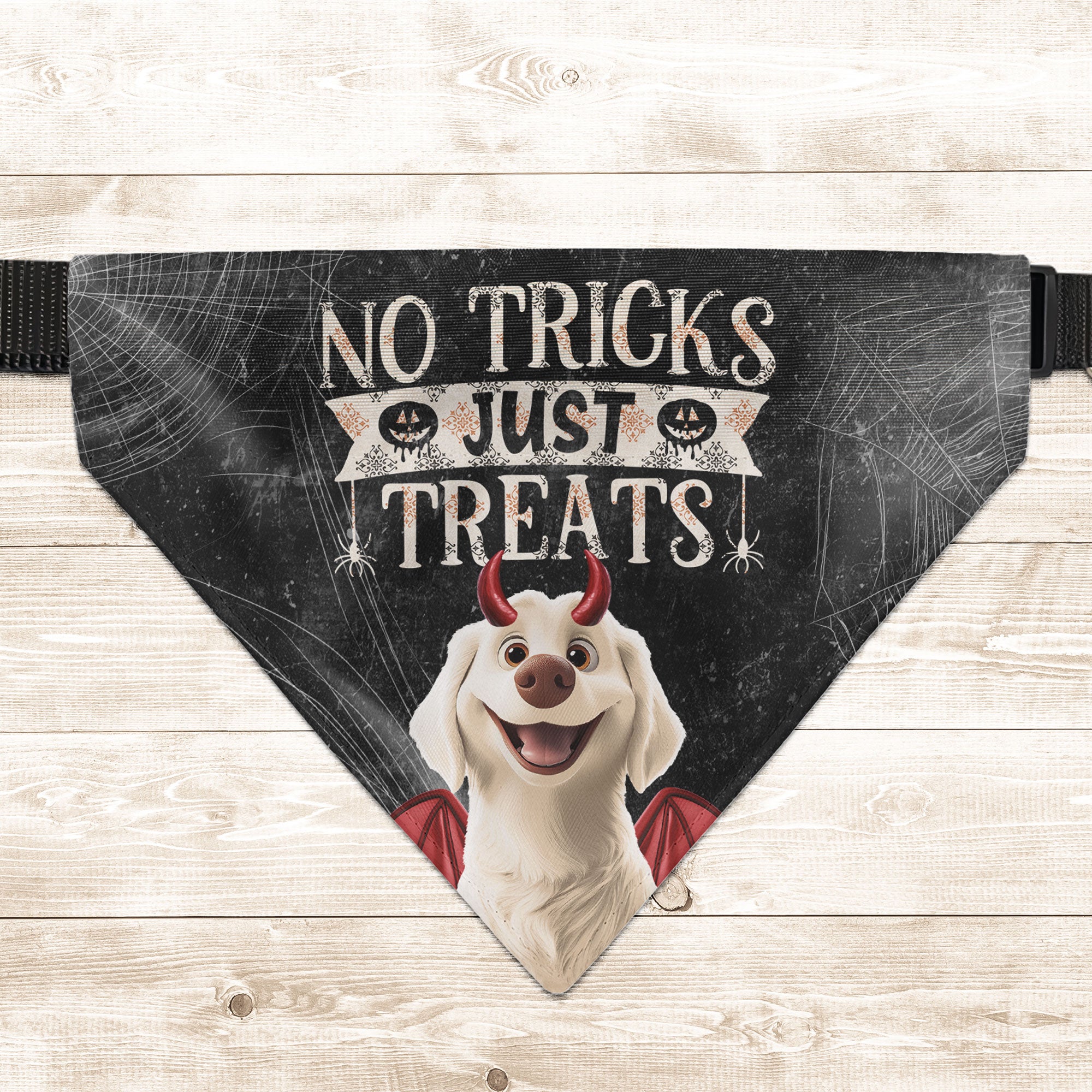 No Tricks, Just Treats - Personalized Bandana Collar